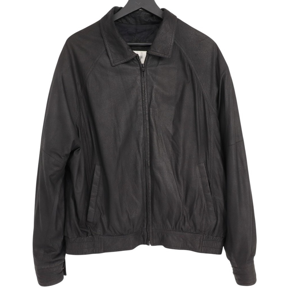 Remy Men's Vintage Black Leather Bomber Jacket Made in USA Size 44 Full Zip